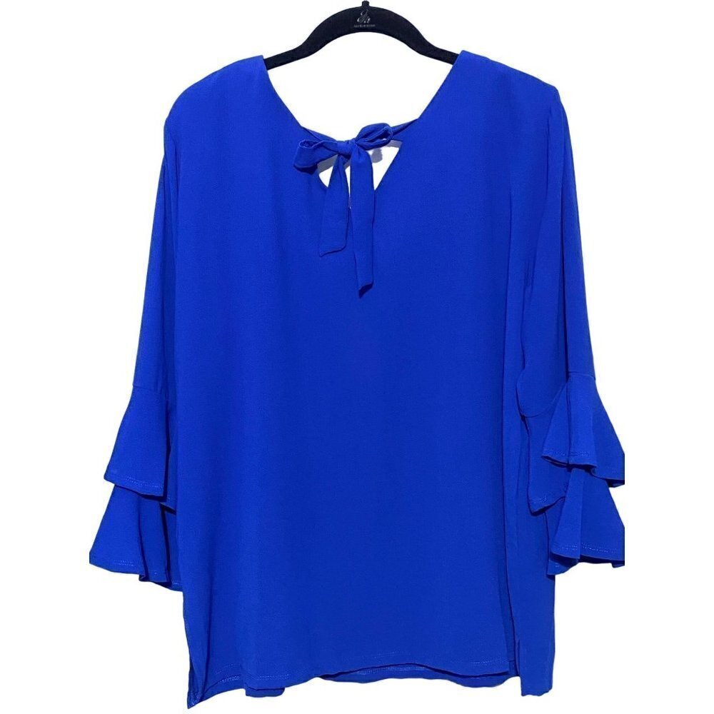 New Jules & Leopold Blue Ruffle Sleeves Blouse Women's Size‎ Large